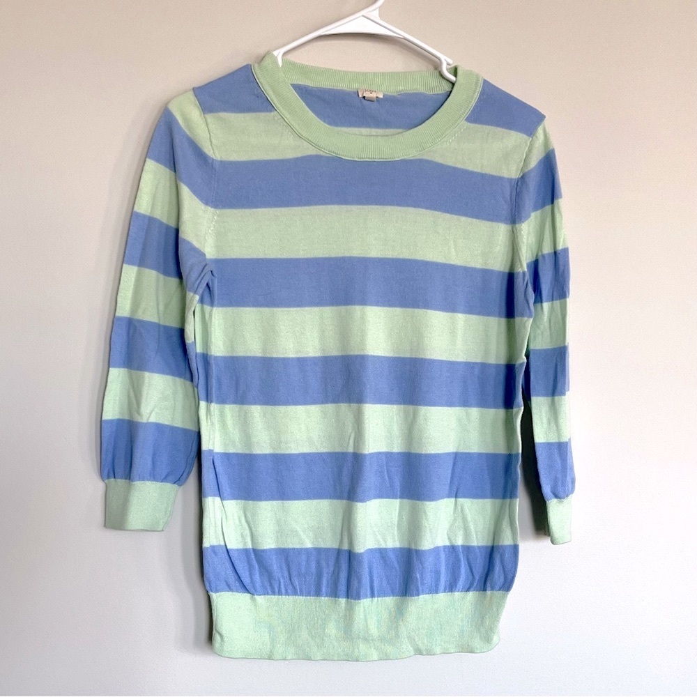 J. Crew Blue and Green Striped Sweater